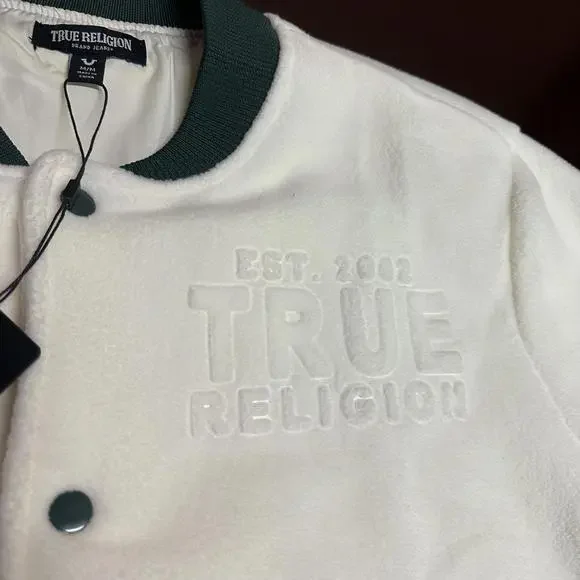 TRUE RELIGION mens off white green wool jacket medium Jackets & Coats